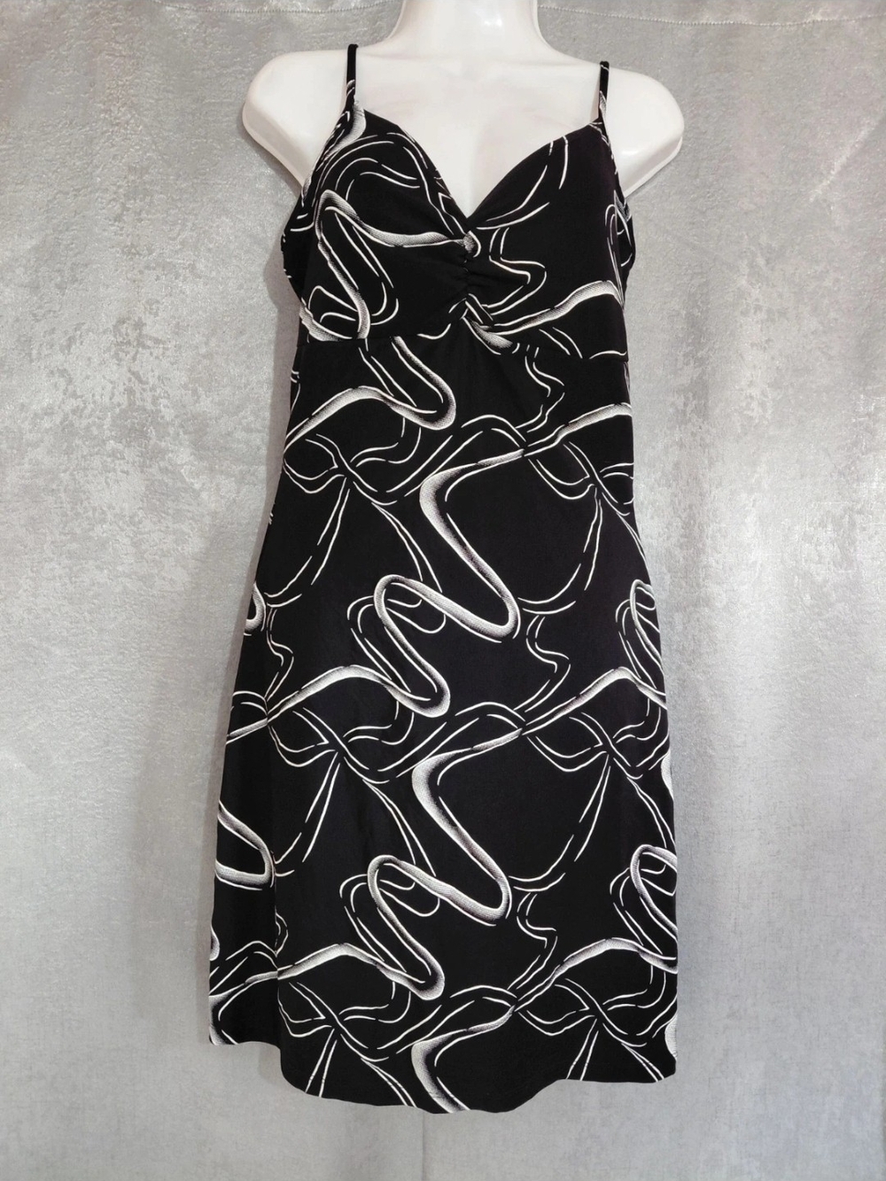 Black Vintage Y2K Rag Abstract Graphic Mini Dress Size Medium.